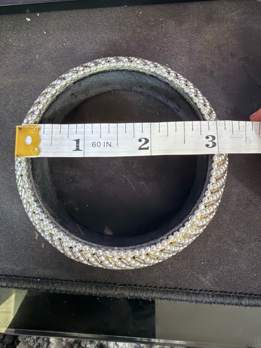Chunky Gold Silver Mixed Metal Beaded Statement Bangle Bracelet - Picture 7 of 7